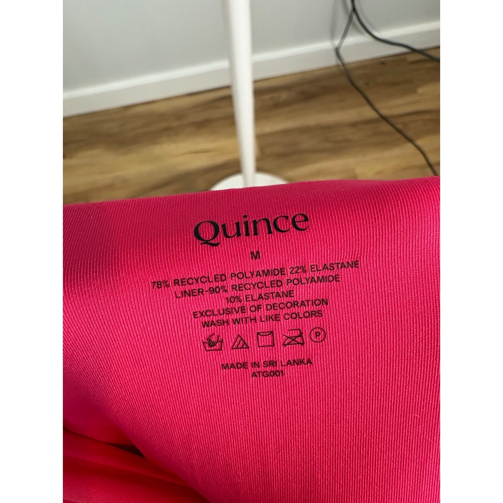 Quince Pink High Waisted Bikini Bottoms Recycled Polyamide ATG001 Womens Size M - Picture 3 of 4